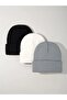 Unisex Folded Black, white, gray 3-Piece Beret Set