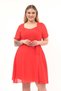 Apsen Women's Pomegranate Flower Collar Pleated Detailed Short Sleeve Midi Length Chiffon Dress 4469/105 - 6