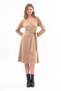 Apsen Women's Milk Coffee Suede Belted Double Breasted Collar Detailed Flared Midi Length Winter Dress 4407-110 - 6