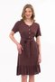 Apsen Women's Dress Coffee Color Front Button Detailed Summer Midi Dress 4437-105 - 4