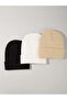Unisex Folded Black, white, beige 3-Piece Beret Set - 2