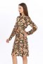 Apsen Women's Tan Floral Patterned Front Buttoned Viscon Dress 4426-100 - 5