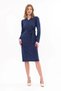 Apsen Women's Navy Blue V-Neck Tricot Winter Midi Dress with Mobile Belt and Tie Detail 4452-110 - 6