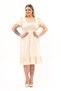 Apsen Women's Beige Square Neck Ruffle Detailed Midi Length Summer Viscon Dress 4467/110 - 3