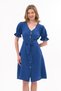 Apsen Women's Cobalt Blue Belted Buttoned New Season V-Neck Dress 4366-115 - 3