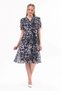 Apsen Women's Black Leopard Print Double Breasted Collar Midi Chiffon Dress 4431-110 - 5