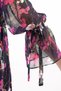 Apsen Women's Navy Blue Floral Patterned Double Breasted Collar Midi Chiffon Dress 4433-100 - 8