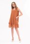 Apsen Women's Mustard Drawstring Detailed Midi Length Printed Chiffon Dress 4326-95 - 5