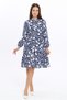 Apsen Women's Patterned Half Placket Wide Fit Cotton Woven Dress 4494-110