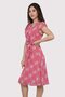 Apsen Women's Colorful Tie-Up Detail Double-Breasted Collar Midi Length Patterned Chiffon Dress 4300-119 - 6