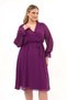 Apsen Women's Double Breasted Collar Belted Plus Size Long Sleeve Midi Length Chiffon Dress 4450/110 - 4