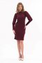 Apsen Women's Burgundy Turtleneck Back Buttoned Sleeve Detailed Midi Knitwear Winter Dress 4351-100