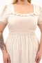 Apsen Women's Beige Square Neck Ruffle Detailed Midi Length Summer Viscon Dress 4467/110 - 8