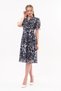 Apsen Women's Black Leopard Print Double Breasted Collar Midi Chiffon Dress 4431-110