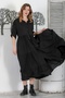 Black Shirt Collar Buttoned Long Sleeve Ruffle Hem Casual Woven Dress 145 60 - 5