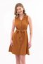 Apsen Women's Tan Shirt Collar Buttoned Sleeveless Summer Short Dress 4330-95 - 6