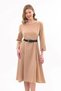 Apsen Women's Beige New Season Belted Crew Neck Dress 3809-110 - 2