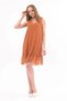 Apsen Women's Mustard Drawstring Detailed Midi Length Printed Chiffon Dress 4326-95