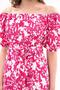 Apsen Women's Fuchsia Boat Neck Gathered Flounce Detailed Midi Summer Dress 4473/105 - 8