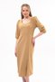 Apsen Women's Camel Slit Detailed Pentagonal Neck Midi Crepe Dress 4444-120 - 6