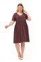 Apsen Women's Brown Ruched Detail Midi Summer Plus Size Dress 4424-105 - 4