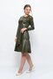 Apsen Women's Khaki Crew Neck Leather Look Winter Dress with Tie Detail 4357-100 - 2