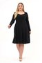 Apsen Women's Black Pentagonal Collar Long Sleeve Detailed Midi Knitted Dress 4464/110 - 3