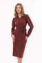 Apsen Women's Tile V-Neck Belted Tie Detailed Knitwear Winter Midi Length Dress 4452-110 - 7