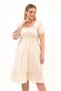 Apsen Women's Beige Square Neck Ruffle Detailed Midi Length Summer Viscon Dress 4467/110 - 6