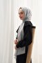 Vence Double-Sided Geometric Pattern Silk Shawl Light Gray - 3