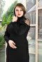 Back Lace Detail Turtleneck Slit Evening Dress 7085 - 5