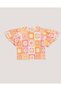 Girl's Orange Crochet Patterned Patchwork Wrinkled Floral Patterned Colorful Blouse Kt02203 -100 - 3