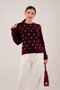 Pompom Crew Neck Claret Red Knitwear Sweater - 3