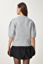 Short Sleeve Bowknot Knitwear Blouse Gray Ldp0031 - 5
