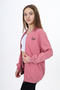 Girls' College Collar Zippered Pocket Low Shoulder Printed Knitted Cardigan - 2 Thread Raised - 2