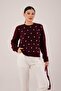 Pompom Crew Neck Claret Red Knitwear Sweater
