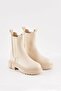 Women's Beige Leather Boots Side Elastic Waterproof Winter Genuine Orthopedic Lightweight Daily Thick Sole - 8