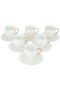 Al Saif Gallery porcelain tea cup set, golden font, with saucer, 12 pieces - cream