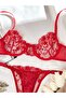 Barbie Red Floral Embroidery Bra Set - 2