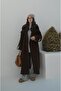 Brown Hilda Melton Coat with Pocket Detail Sleeves