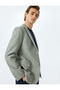 Slim Fit Buttoned Cotton Blended Mono Collar Classic Blazer Jacket - 2