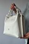 Large Size 4 Compartments Daily Use Tote Bag Women's Shoulder Bag 4067 White - 5