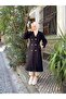 Women's Double Breasted Fleece Cashew Coat / M0108 - Black - 3