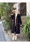 Women's Double Breasted Fleece Cashew Coat / M0108 - Black - 2