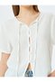 V-Neck Short Sleeve Button Lace-Up Neckline Shirt - 5