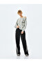 Raised Off-The-Shoulder Boat Neck Printed Oversize Sweatshirt