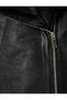 Sleeveless Leather Look Faux Fur Collar Zippered Vest - 6