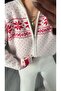 Deer Embroidered Zippered Christmas Cardigan - 4