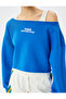 Raised Slogan Printed Boat Neck Crop Sweatshirt - 5