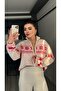 Deer Embroidered Zippered Christmas Cardigan - 3